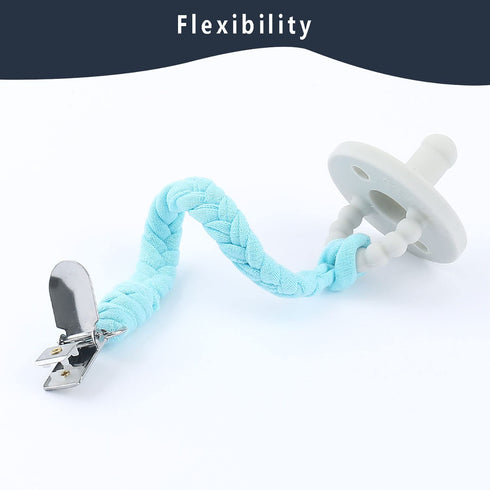 TIMPHO Pacifier Clips for Baby Boy and Girls, Handmade Braided Pacifier Holder, Baby Pacifiers Clips Leash Cotton