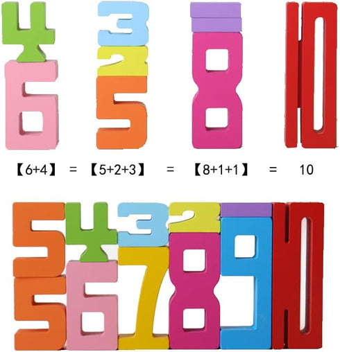JYJ Wooden Stacking Building Blocks for Kids 3+, Number Game Balance Competition Toy