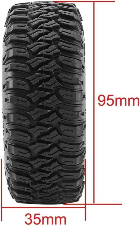 4PCS 95MM Rubber Tyres 1.55 inch Terrain Wheel Tires for 1:10 RC Crawler Car for Tamiya MST JIMNY Axial 90069 D90 TF2 CC01 LC70