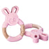 Personalized Wooden Bunny Silicone Teething Ring, Custom Engraved Bunny Silicone Teether with
