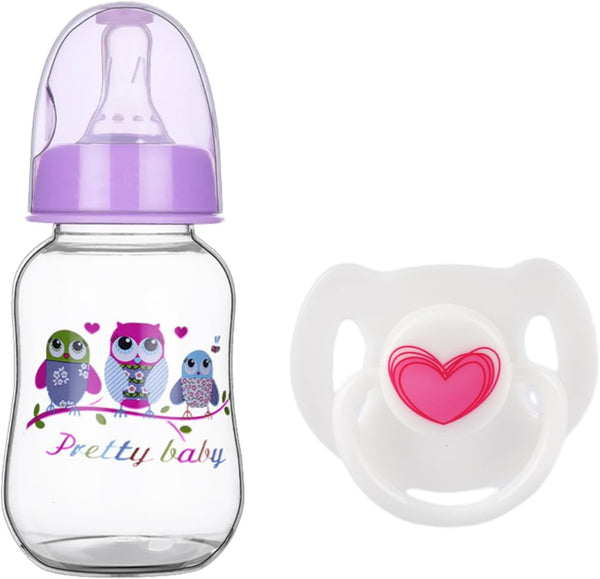 JIZHI Reborn Baby Doll Bottle and Magnetic Pacifier Set, Accessories for Pretend Play Feeding Toy (Purple)