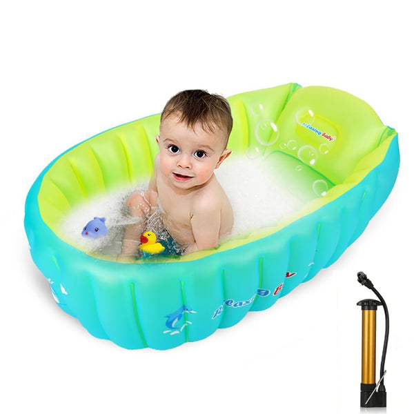 Inflatable Baby Bathtub,Newborn to Toddler Bath Tub with Built-in Air Pump,Portable Travel