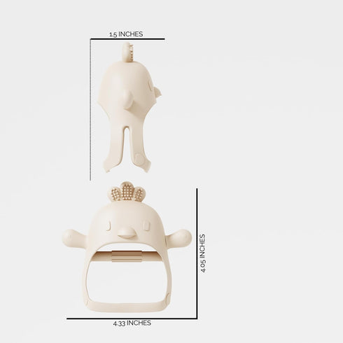 Beige Pacifier Teether Toy, Never Drop Baby Teether Wrist Wearable, Little Chick Newborn Toys by Muqee Peeko