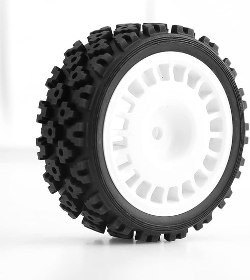 4Pcs Rubber Tire Plastic Wheel Tyre - Upgrades Parts Accessories for Tamiya XV-01 XV01 TA06 TT-01 TT-02 PTG-2 RC Rally