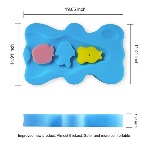 HALLO Soft Infant Bath Sponge - Skid Proof Baby Bath Mat, Newborn Odor Free (Blue)