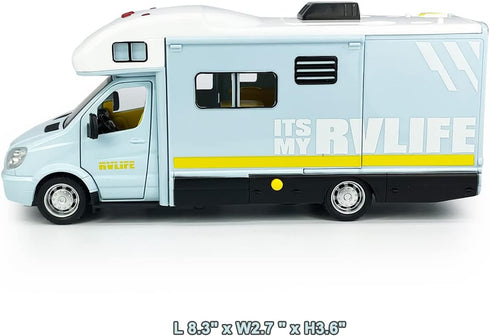 3 4 5 6 7 8 Toy Camper RV Motorhome Toys for Boys Girls Diecast Metal Vehicle Pretend Play Pull Back Model Car Doors