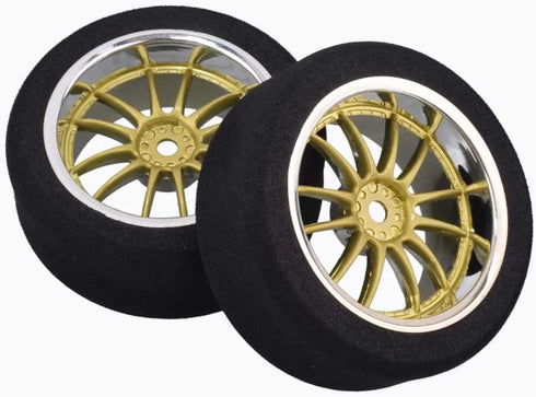 4Pcs On-Road Foam Tires & 9003 Wheel Rims 12mm Hex for HSP HPI RC Racing Car Toy, Gold