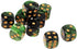 10PCS Polyhedral D6 Dice 16mm Acrylic Game Dice for RPG MTG DND Table Games (Green Black)