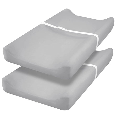 PHF Baby Changing Pad Covers, 2 Pack Ultra Soft Microfiber Sheets for Boys Girls, Grey & Grey