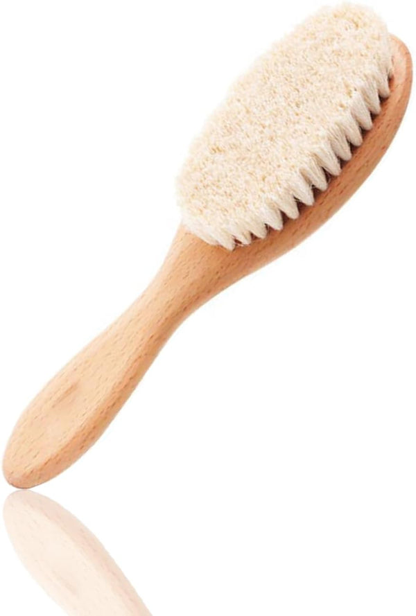 BoAn Wooden Baby Hair Brush,Natural Soft Goat Bristles,Cradle Cap Brush for Newborns