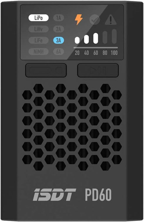 ISDT PD60S XT60 Connector Battery Balance Charger, 60W 6A, Type-C Input for 1-4S Lipo, Life, LiIon, LiHv