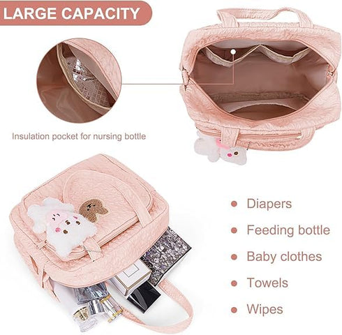 Lushandy Baby Diaper Bag Tote, Mom Bag Crossbody Diaper Bags Baby Travel Bags for Girl Paaleras Para Bebe (Pink, Large)