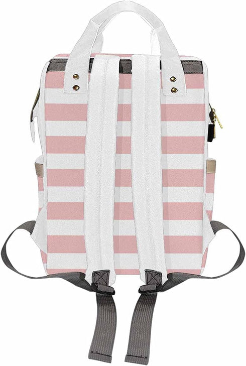 Daypack Personalized White and Pink Stripe Pattern Diaper Bag Customized Nursing Baby for New Mom for New Born