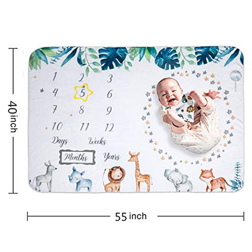 nuaele &12 55"x40" Baby Monthly Milestone Blanket - Nursery Decor for Newborn Baby Shower - Personalized Soft Fleece