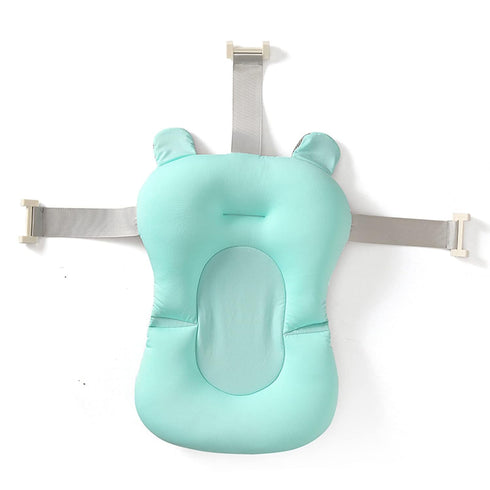 Baby Bath Cushion Pad, Non-Slip Floating Bathing Tub Seat, Newborn Bathtub Mat (Green Bear, 28cm*43cm*26cm)