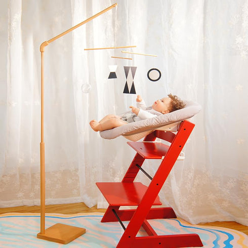56 Inch, Wooden Floor-Standing Baby Crib Mobile Arm, Modern Aesthetic, Solid Beech Wood, Wood Wax Oil, Adjustable