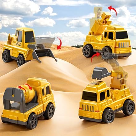 Truck Toys for Boys Ages 3-6, Toddler Car Carrier Vehicle Toy Set, Kids Toys Truck Set for Age 3-9