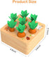 Montessori Toys for 1 Year Old, Wooden Developmental Shape Sorting & Matching Puzzle Carrots Harvest Game for Toddlers