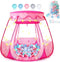 Baby Ball Pit for Toddler with 50 Balls, Pop Up Princess Tent with Star Lights, Indoor & Outdoor Play Tent