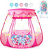 Baby Ball Pit for Toddler with 50 Balls, Pop Up Princess Tent with Star Lights, Indoor & Outdoor Play Tent