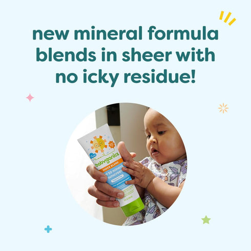 Babyganics SPF 50 Mineral Sunscreen Lotion, 8 oz - Sheer Blend, UVA UVB Protection, Water Resistant, Fragrance Free