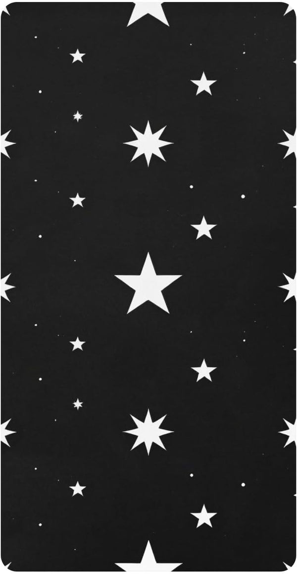 CZXW Night Stars Black Crib Sheets Fitted 52" x 28" Natural Cotton Soft
