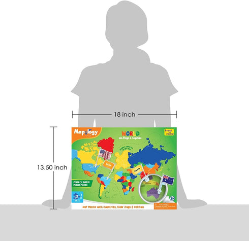 Country 5-8 8-13 5, 6, 7, 8, 9, 10, 11, 12 Imagimake Mapology World Map Puzzle - Includes Flags & Capitals | Fun Jigsaw