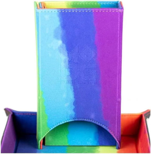 Watercolor Rainbow FanRoll Fold Up Dice Tower by Metallic Dice Games - RPG Accessories for Dungeons and Dragons