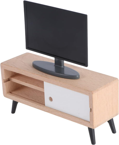Toyvian 1/12 Scale Dollhouse Miniature TV - Dollhouse Living Room Television, Mini TV Cabinet, Tiny TV Set Decor