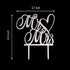 Mr and Mrs Cake Topper, Bride and Groom Sign for Wedding Engagement Cake Decorations (Mirror Silver Acrylic)