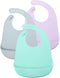 PandaEar 3 Pack Waterproof Silicone Baby Bibs, Super Thin Lightweight Feeding Bib with Food Catcher Pocket for Toddler