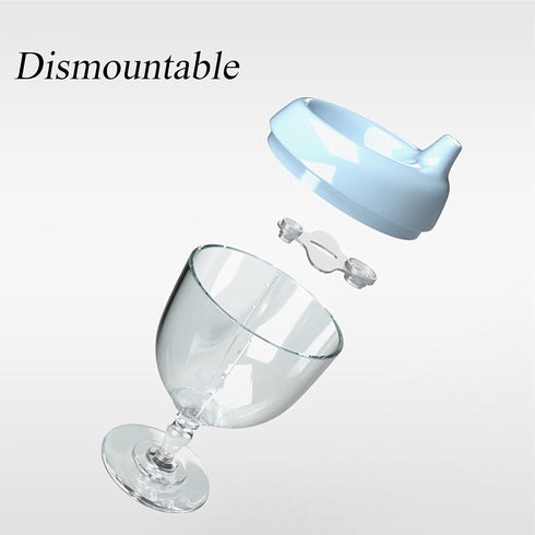 Wine Sippy Cup, Plastic Baby Goblet with Lid for Kids Birthday Party or Celebration (over 8 months)