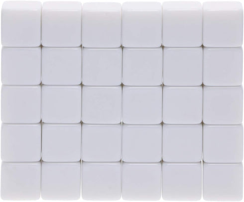 Shapenty 16MM 30PCS White Acrylic Blank Dice Cubes for Board Games, DIY Sticker, Party Favor, Alphabet Numbers Puzzle