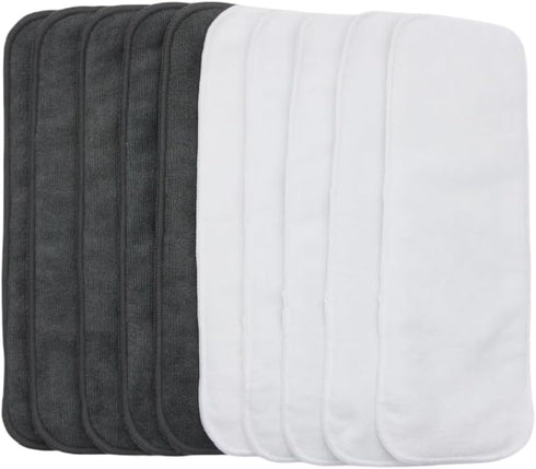 Microfiber Inserts for Cloth Diapers (10pcs-White&Grey Inserts)