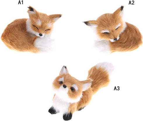 GUDVES Squatting Brown Fox Toy Model, Simulation Fox Home Decoration with Static Action Figures