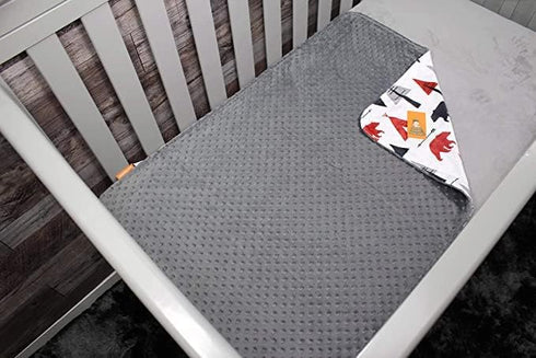 Dear Baby Gear Bears Deluxe Baby Blanket - Double Layer, Milestone & Newborn Gifts - Red, Black Bears, Gray Dot - 40" x