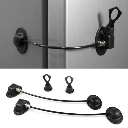 2 Pack Refrigerator Lock with Magnetic, Child Safety Locks for Fridge Freezer Door, Convenient, Black