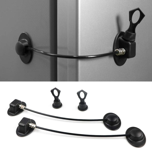 2 Pack Refrigerator Lock with Magnetic, Child Safety Locks for Fridge Freezer Door, Convenient, Black