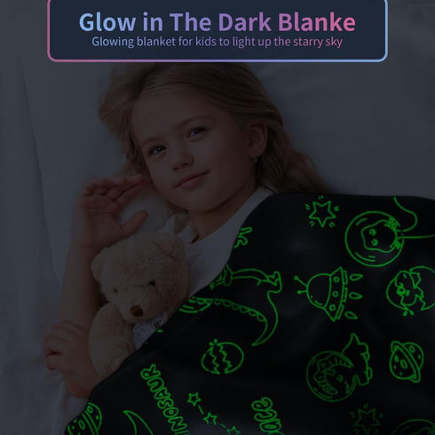 Dinosaur Blanket for Boys, Personalized Baby Blankets for Boys, Dinosaur Glow in The Dark Blanket for Kids, Toddler Blanket for Boys, Soft Fleece Blankets and Throw,Birthday 30"x 40" by COMFAR