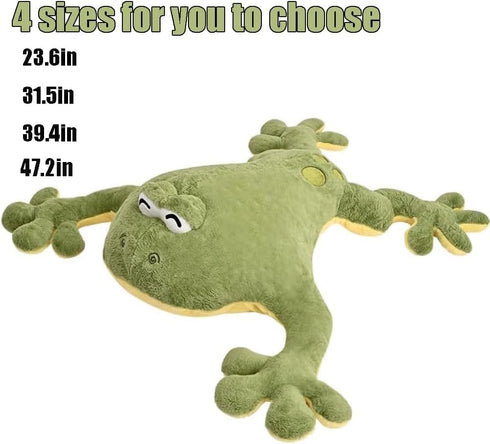 Huniupore (47.2in) Large Frog Stuffed Animal Green Frog Plush Toy Frog Plushies Hugging Pillow Gift for Boys Girls