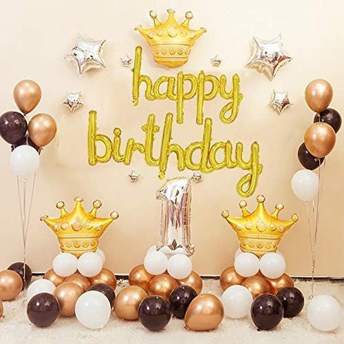 BEISHIDA Gold Happy Birthday Balloons Banner, 16 Inch Mylar Foil Birthday Letters Sign for Party Decorations