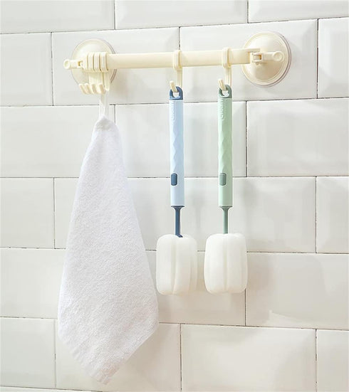 SHUILING 2pcs Set head-4pcs) Brush Cleaning Detachable Sponge Cleaning Brush Non Scratch Glassware Bottle Washing