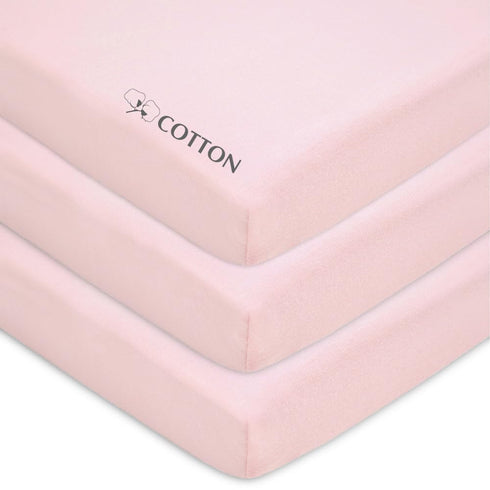 American Baby Company 3 Pack Fitted Mini Crib Sheet, 24" x 38", Soft Breathable Neutral 100% Cotton Jersey, Pink