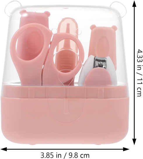 Set Wakauto Nail Clipper and Scissor Kit for Infants, Pink Manicure and Pedicure Grooming Tools with Safety Blades
