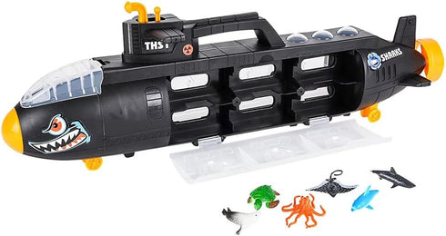 6 Set Aquatic Discovery Expedition Research & Rescue Submarine Toy with Ocean Sea Animalsunderwater Boat for Kids