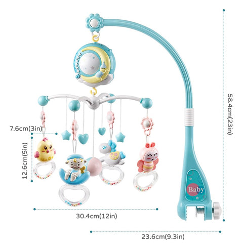 150 0-24 Baby Musical Crib Mobile with Timing Function Projector Lights,Stand-Along Rattles and Melodies Music Box