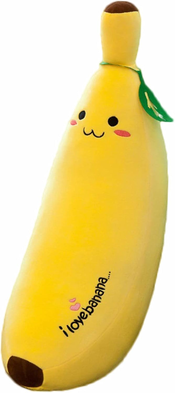 Banana Plush Pillow, Stuffed Banana Plushie Cute Fruit Toy for Kids, 13.7 inch