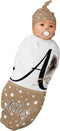 YallLocoMo Custom Newborn Swaddle Blankets Hat Alphabet Floral Letter Dot Feather Sets Soft