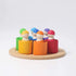 Rainbow '7 Friends' Set of Wooden Sorting & Matching Peg Dolls with Round Tray