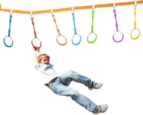 2 Pack Set Hanging Ninja Gymnastic Ring Swing Monkey Bar Climbing Bar Jungle Fist For Outdoor Indoor Backyard